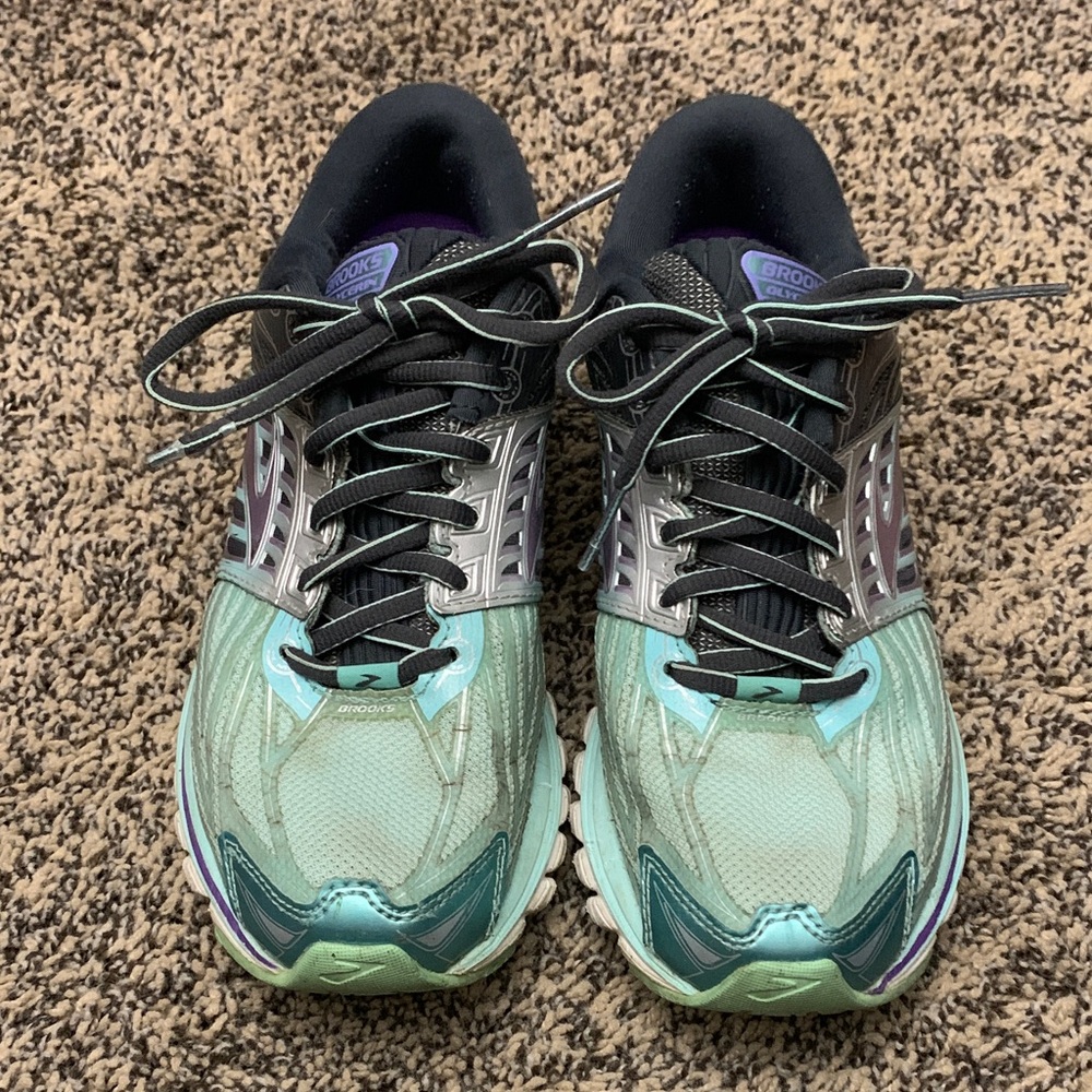 Brooks Glycerin 14 Women's Athletic Shoes - Mint, Charcoal, Lavendar and Silver